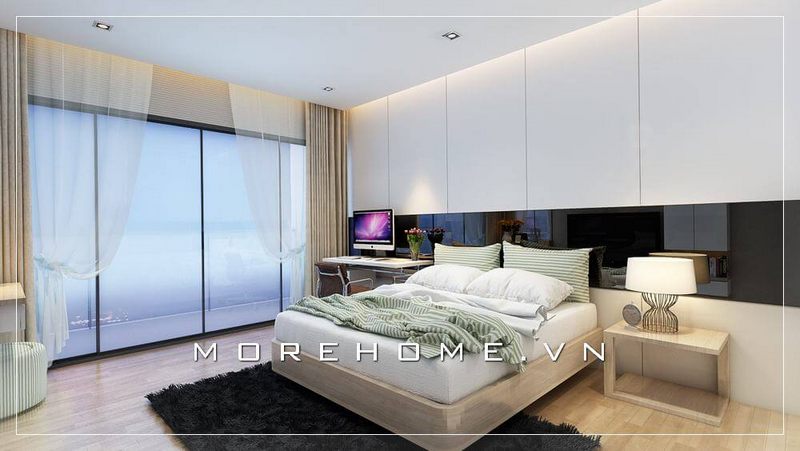 Mẫu thiết kế giường ngủ chung cư phong cách hiện đại, đơn giản